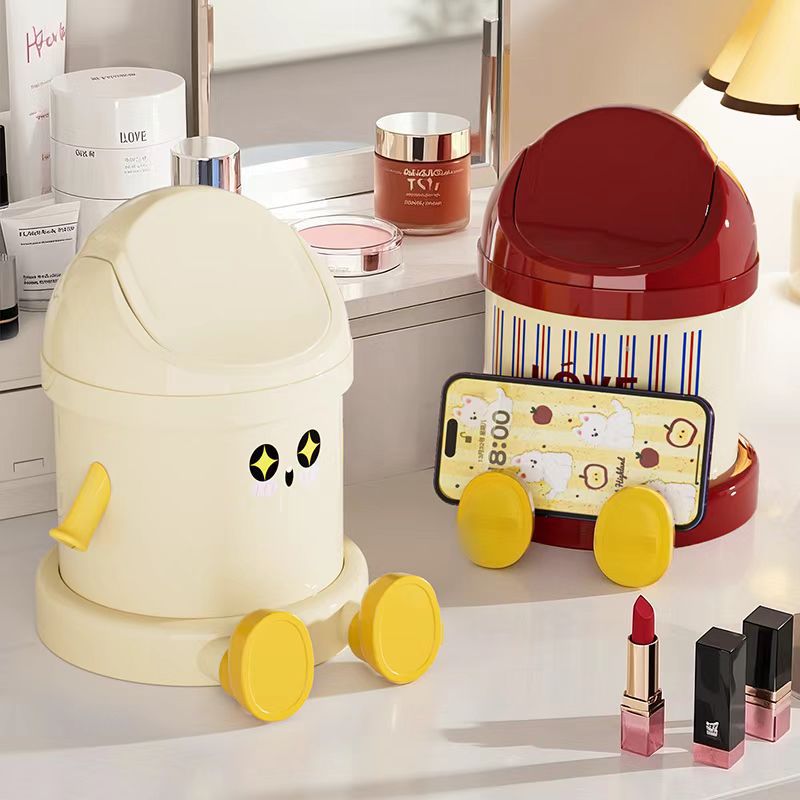 Cartoon home desktop trash can - mini, cute, high-value storage for office, bedroom, dorm, and desk