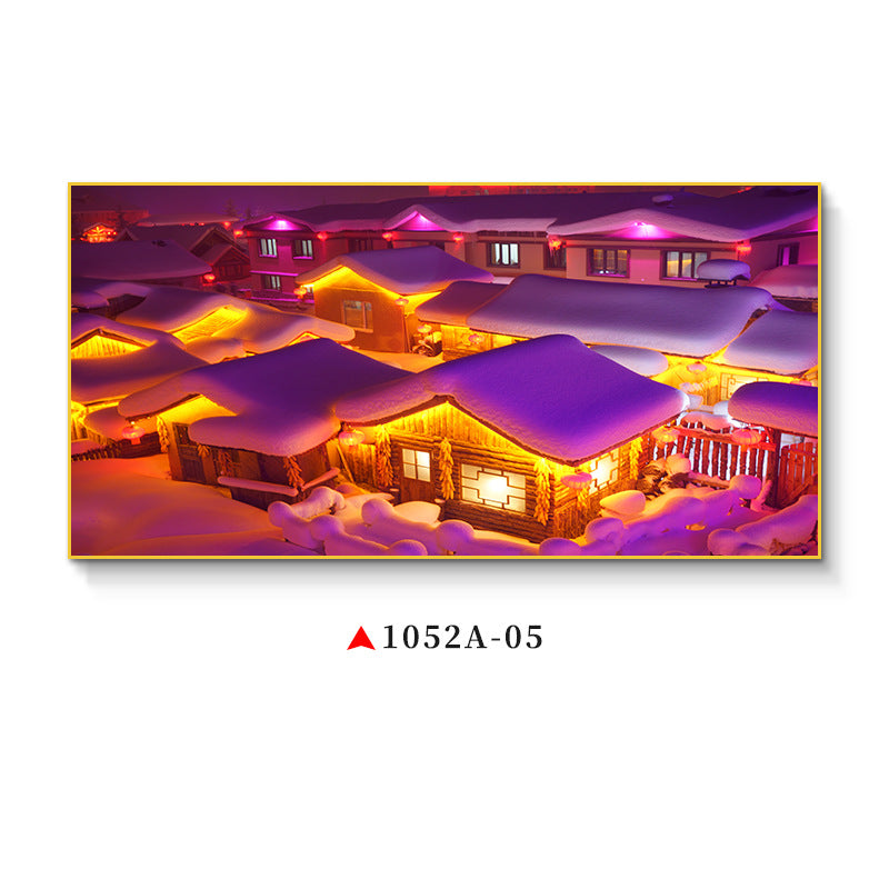 Northeast snow landscape decorative painting rural folk landscape wall painting iron pot stew restaurant farmyard light box hotel hanging painting