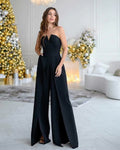S9365  cross-border summer new european and american style fashionable sexy casual pants slit slim-fit jumpsuit