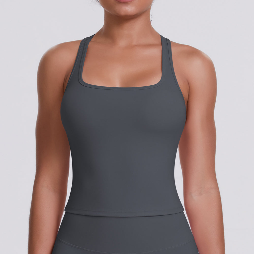 Cloud-feel brushed racerback tank top for women, quick-drying, outdoor casual running fitness top, yoga wear