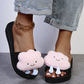 Plus size women's slippers for export, spring/summer 2024 new collection: elephant-themed chunky platform wedge slides, cartoon casual flip-flops