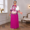 foreign trade fashion  new arrival african  lapel topssuit women's plus size printed dress