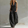 summer new arrivals: european & american style women's fashion - casual, loose-fit, solid color button-up jumpsuit