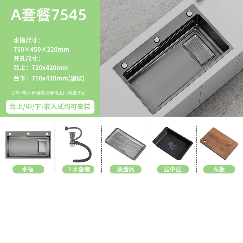 Double slag collection sink large single slot high quality stainless steel kitchen sink thickenedfor home dishwashing sink vegetable sink