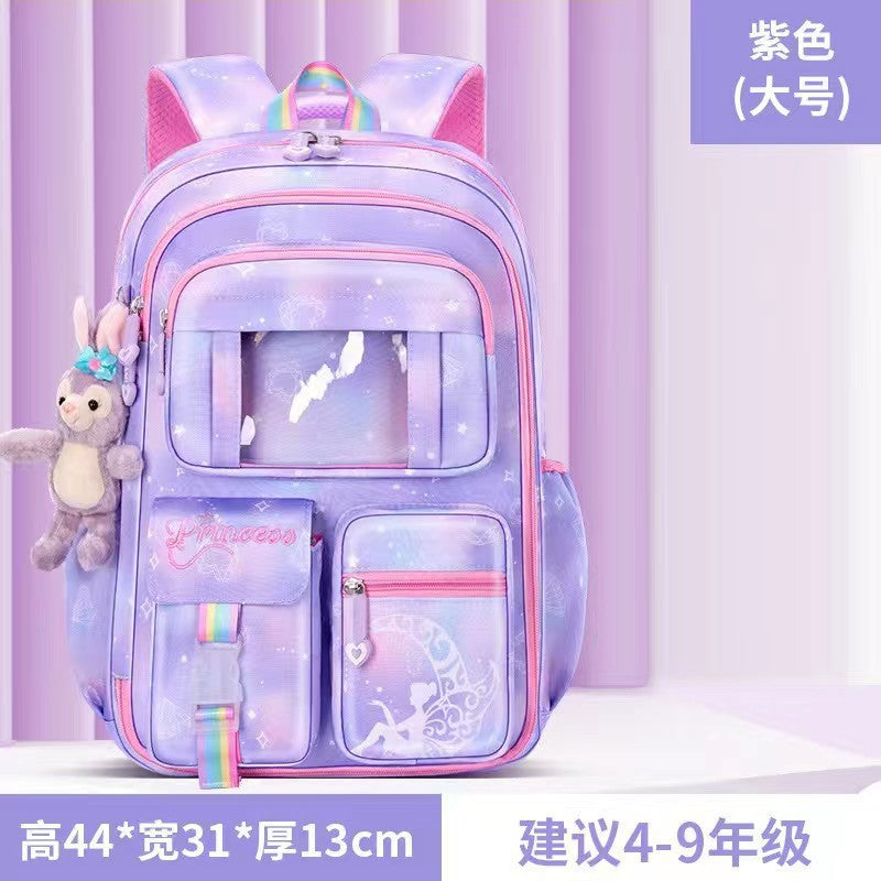 Internal and external single primary school student schoolbag spine protection 1-6 grade college student refrigerator door backpack breathable back pad to reduce load and breathable