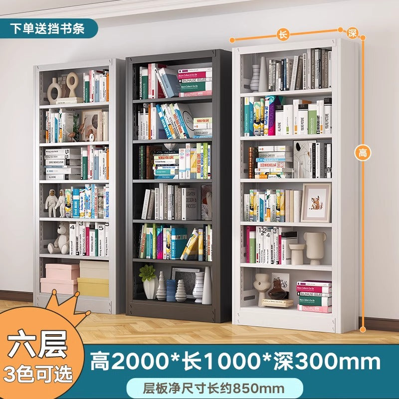 Steel bookshelf storage for home, freely combinable, floor-standing display unit, integrated wall-mounted, multi-tier children's library bookcase