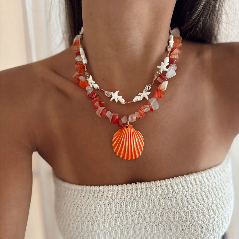 Beaded necklace wholesale fashion cross-border bohemia ocean style accessories women's summer shell stacked clavicle chain