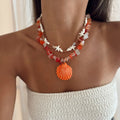 Beaded necklace wholesale fashion cross-border bohemia ocean style accessories women's summer shell stacked clavicle chain