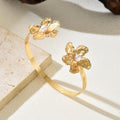 Flower opening bracelet wholesale european and american cross-border fashion irregular pleated jewelry niche design double ring for women