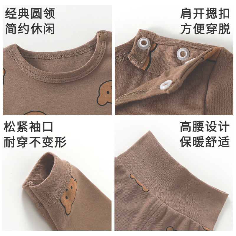 Baby intimates0~4 years old baby pajamas high waist belly protection spring & fall style boys and girls autumn clothes and long pants suit bottom