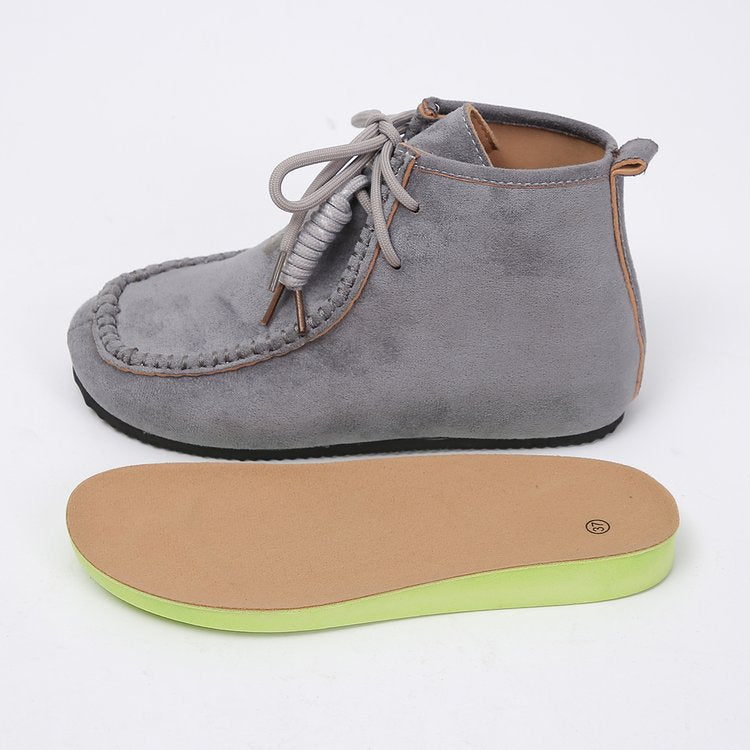 Birkenstocks women's 2025 autumn new flat-bottomed versatile soft-soled lightweight casual high-top shoes imitation leather short boots