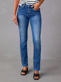 Independent station worn-out jeans for women new arrival  elegantwork clothingstraight-leg pants washed stretch jeans