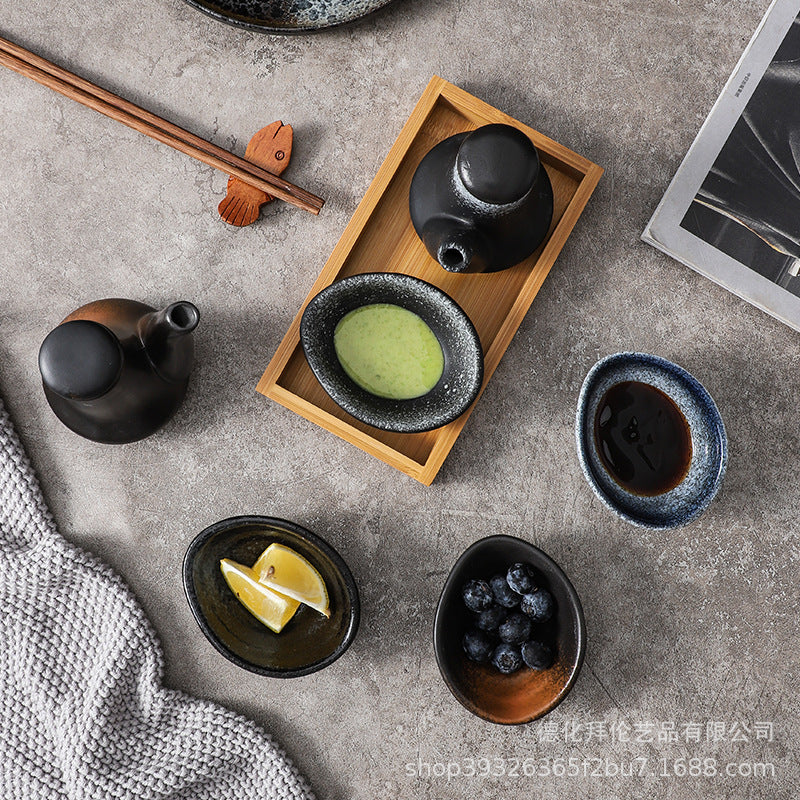 Japanese ceramic oil pot retro japanese stylefor home soy sauce pot vinegar pot seasoning dish kitchen supplies side dish dipping dish