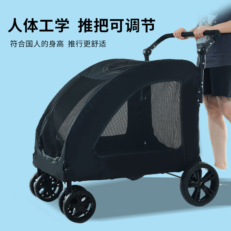 wholesale medium and large dog outdoor stroller pet stroller golden retriever giant dog foldable dog auxiliary stroller