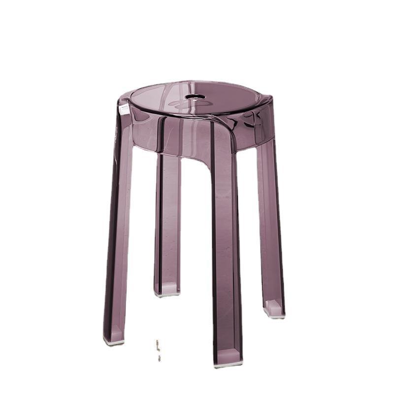 Minimalist chic stool - commercial grade, thickened, stackable, transparent round stool chair - acrylic chair, plastic stool for home use