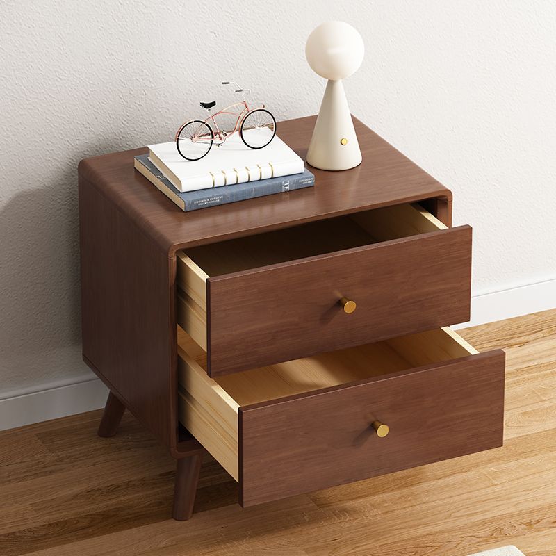 Solid wood nightstand bedside table - minimalist modern bedroom storage cabinet - compact japanese-style organizer for small spaces