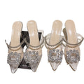 Baotou half slippers women's summer outer wear shoes rhinestone sandals transparent crystal high heels women's stiletto shoes high heel slippers