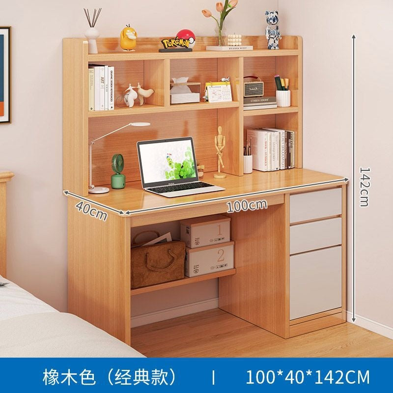 Nordic student desk with bookshelf - all-in-one home bedroom desktop computer desk - assembled study table for elementary school students - writing desk