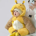 Winter hooded romper - baby bee onesie - fleece-lined, extra thick, super cute & warm - unisex