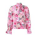 D342 european and american women's clothing  new fashionable elegant slimming printed tie-up shirt plus size african export blouse