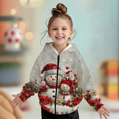 Kids' hoodie jacket, cross-border hot seller: cute cartoon print fashion zip-up hoodie for girls, dropshipping available