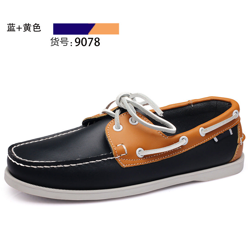Men's genuine leather boat shoes - classic brown casual dress shoes, lightweight leather business shoes with a british-inspired design