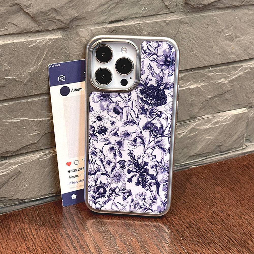 Small fresh flowers fill the screen, suitable for iphone16promax electroplated mobile phone case, apple 15 glue protective cover 14