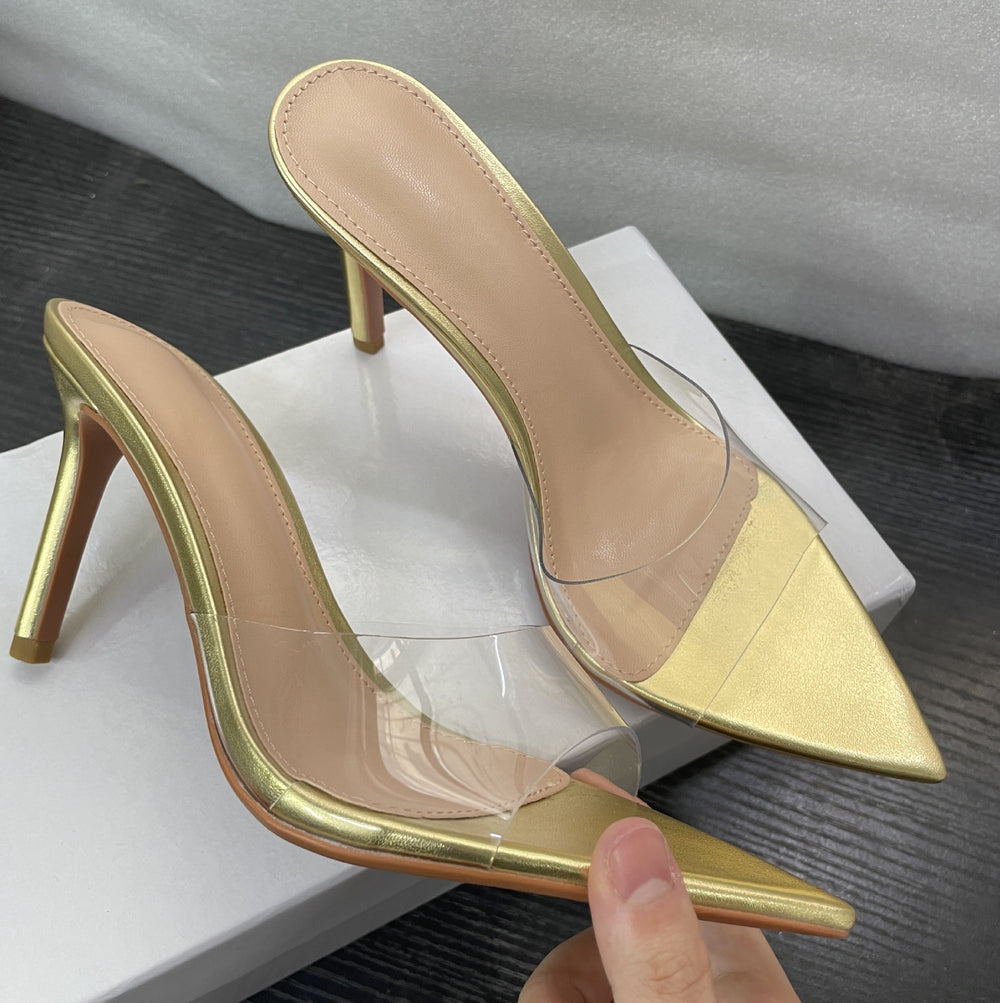 Transparent high heel sandals - women's versatile, slimming, stiletto, pointed toe, sexy open toe thong sandals - new spring/summer 2026 collection