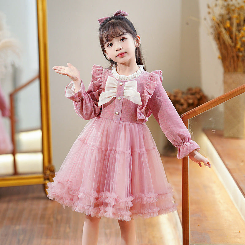 Girls' red spring/autumn tutu dress - stylish and trendy new arrival for little girls, fleece-lined