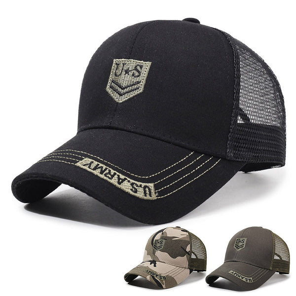 Hat Men's Summer Breathable Shade Baseball Cap Versatile Camouflage Five-Star Embroidery Mesh Hat Outdoor Casual Cap Women
