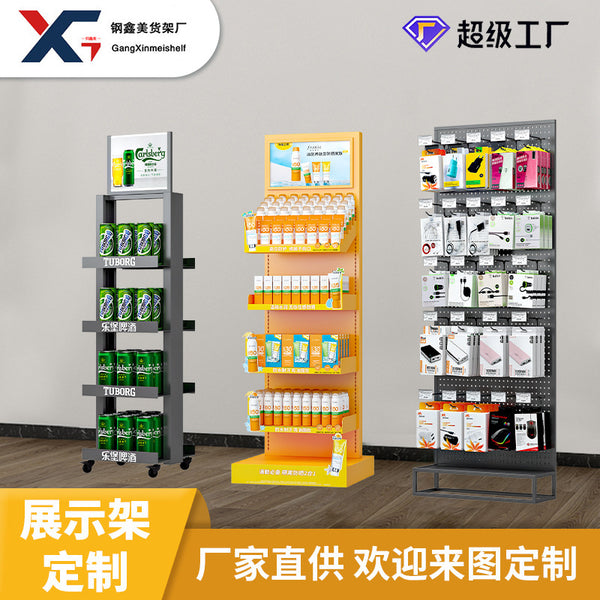 New shelves Beverage beverage display racks Products general merchandise Mobile phone accessories Metal display racks Oil iron racks