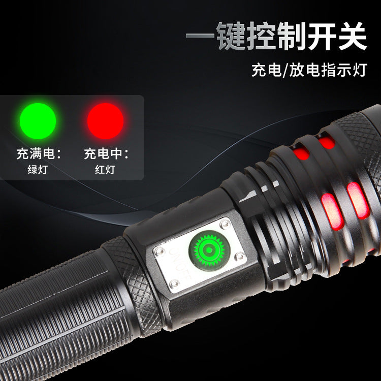 Cross-border new XHP-160 strong light USB charging telescopic variable light LED power display outdoor long-range flashlight