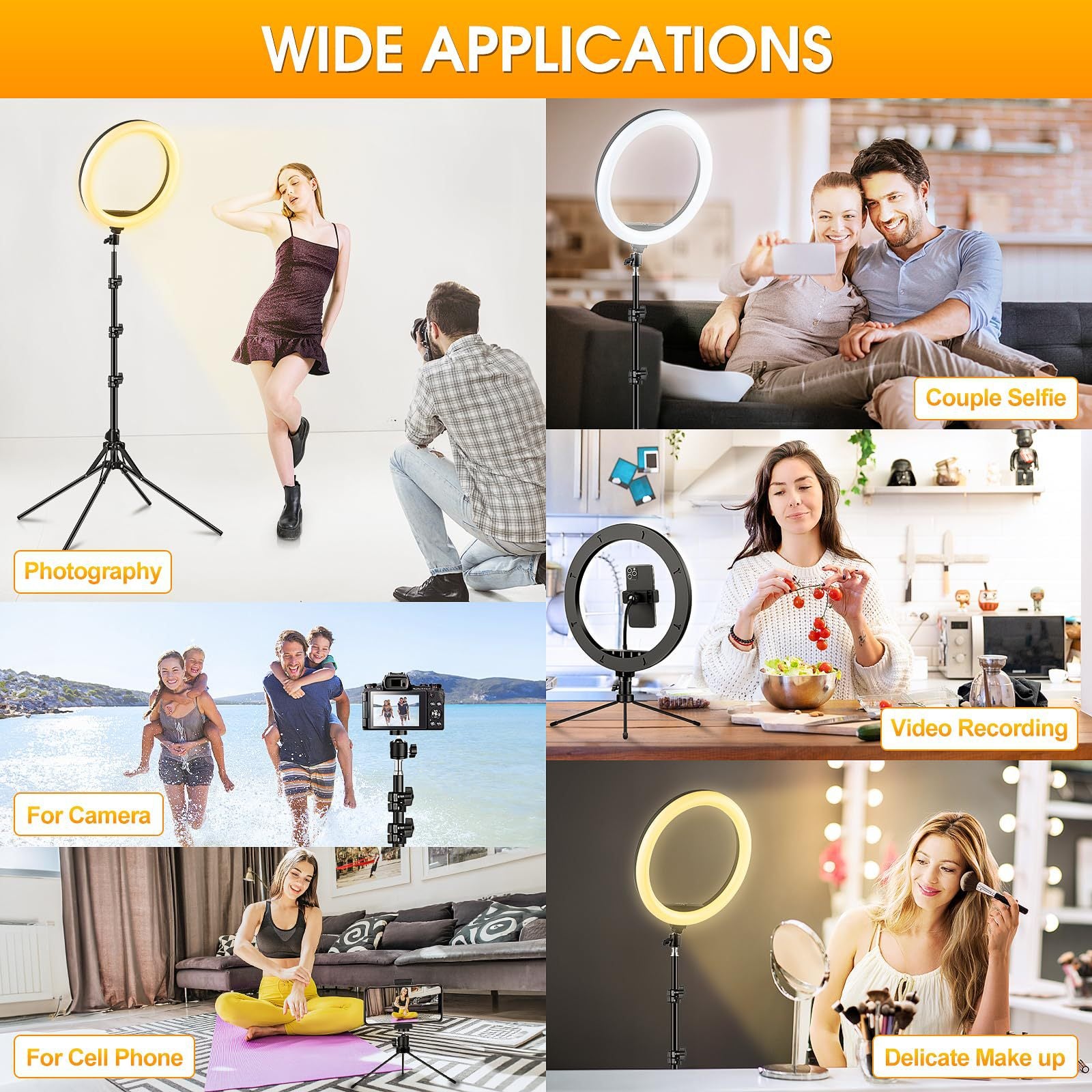 Cross-border 12 inch ring light ring filling light live stream bracket photo beauty lighting mobile phone filling light