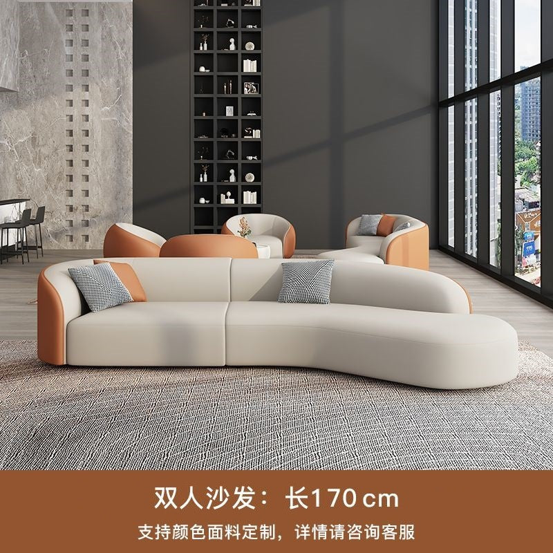 Minimalist hotel lobby, grand hall, vip lounge, reception area, sales & negotiation lounge, living room curved leather sofa