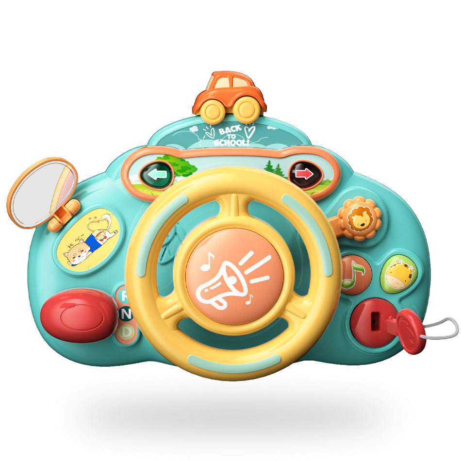 Wholesale children's realistic steering wheel toy - baby simulation car driving console - multifunctional early education educational toy
