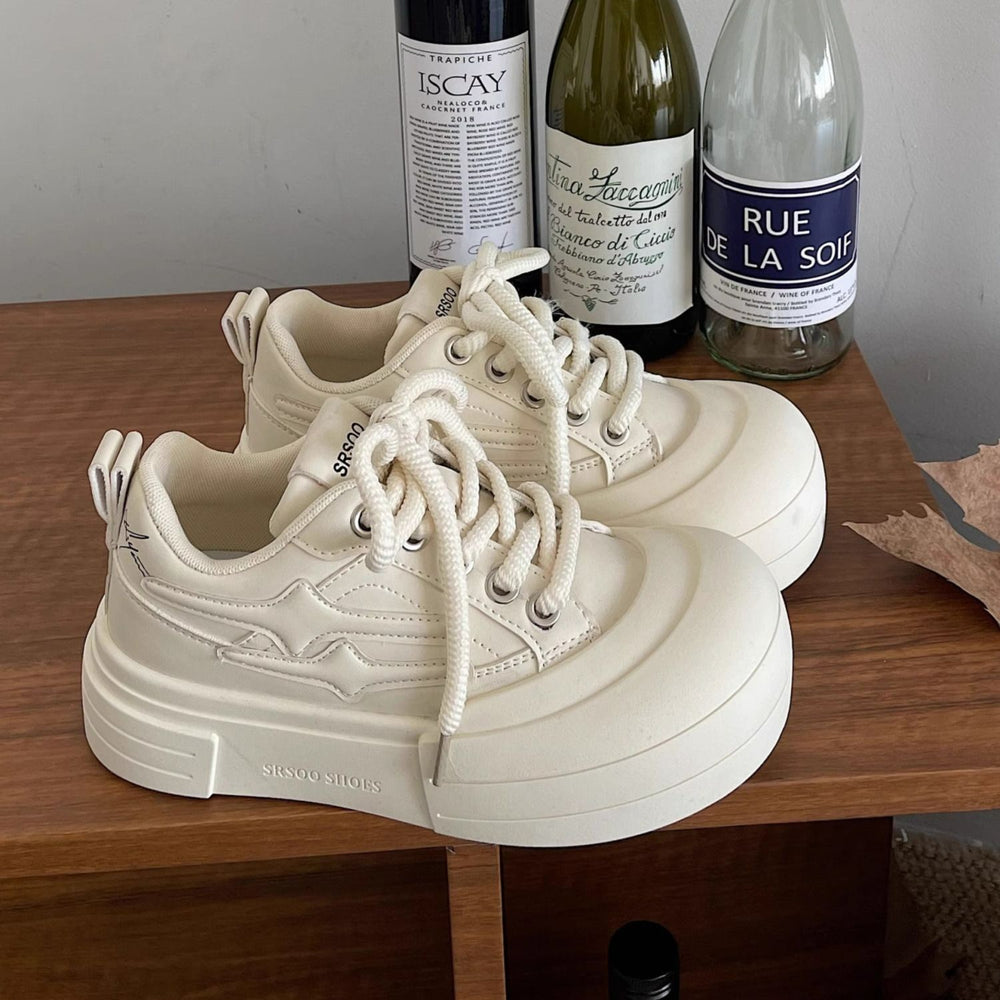 Meteor white shoes women's fall and winter heightened thick sole big toe ugly cute shoes 2026 new arrival easiest for match casual sneakers preppy style
