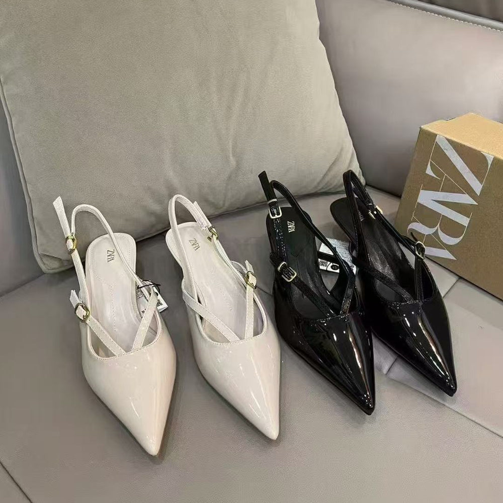 Za's 2026 spring collection: white pointed-toe wedge heel loafers - european & american fashion, versatile & trendy women's shoes