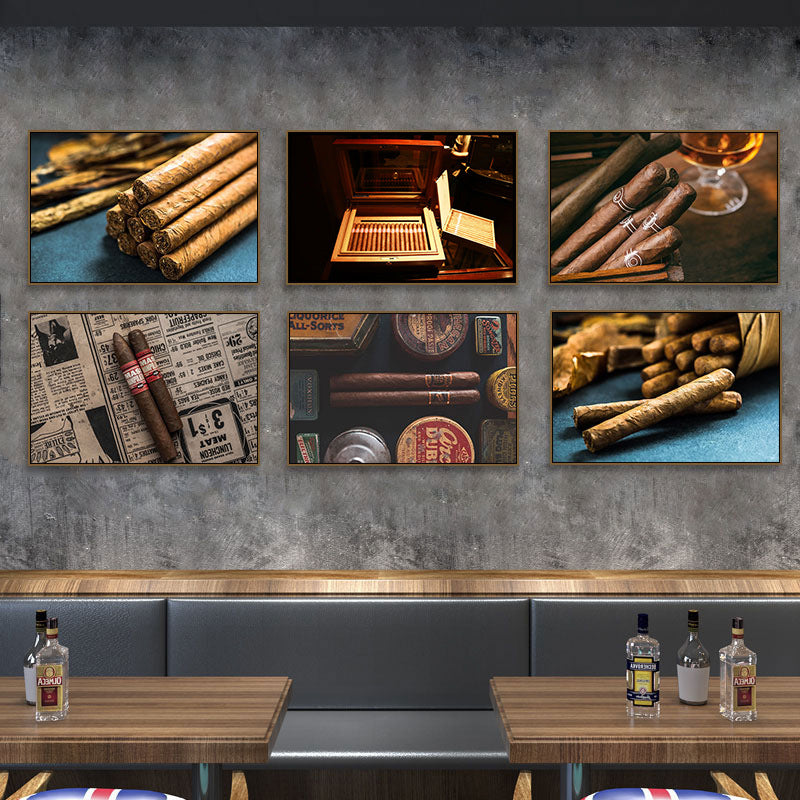 Cigar painting American bar high-end club nightclub box wall decoration painting whiskey winery beautiful woman mural