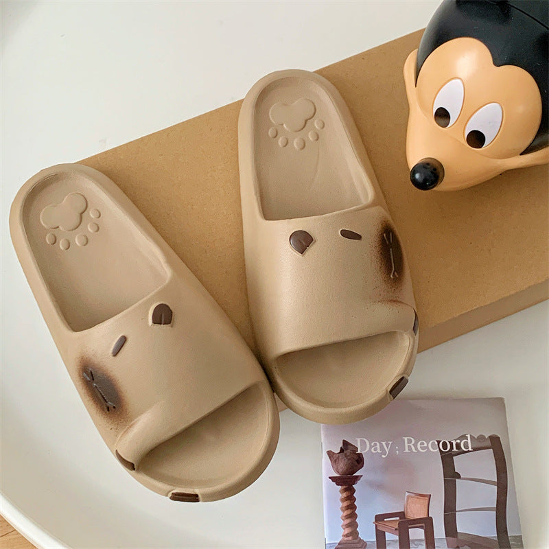 New fashion women's slippers 2025 cartoon flat bottom versatile anti-slip outdoor beach one-strap sandals wholesale indoor