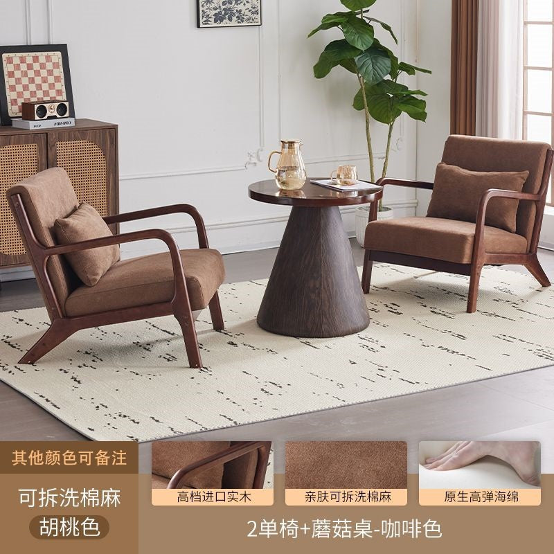 Balcony tea table and chair combination small apartment one table and two chairs household solid wood simple three-piece set reading and drinking tea cp