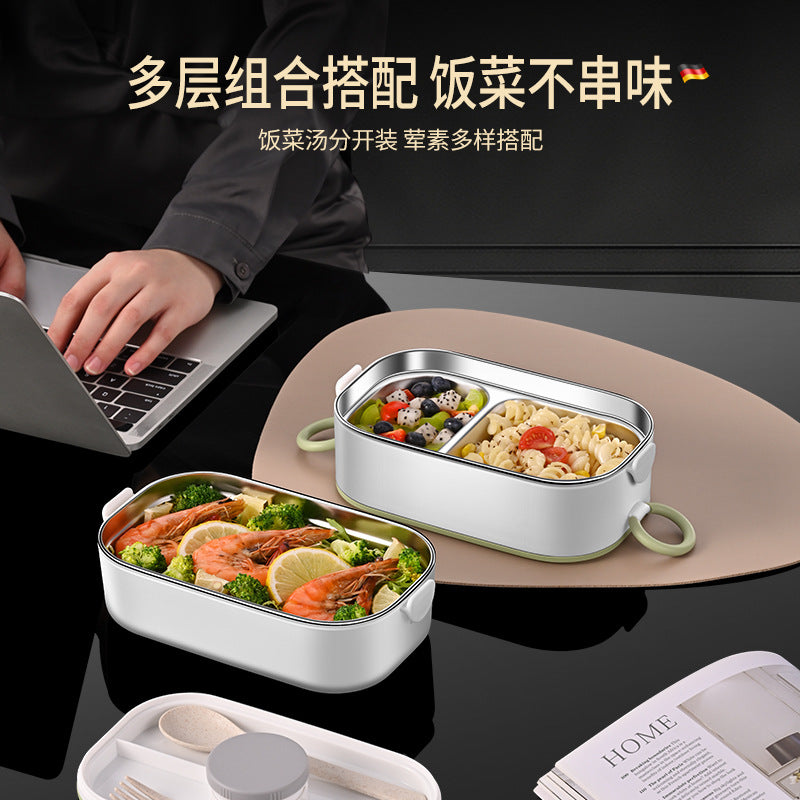 304 stainless steel multi-layer fresh-keeping bento box, portable lunch box for office workers, can be heated in microwave oven and insulated lunch box