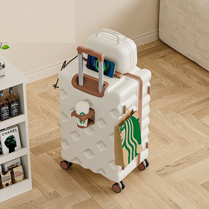 Large-capacity suitcase female 2024 new suitcase 20-inch boarding rod password leather case universal wheel parent-child