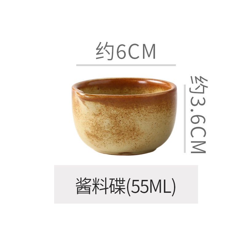 Retro style ceramic kiln straw hat plate restaurant hotel for home threaded pasta plate japanese style fruit salad dessert plate