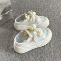 Two-way slip-on chunky sole canvas sneakers for women, 2026 new spring and autumn style, student white sneakers, bread shoes for women