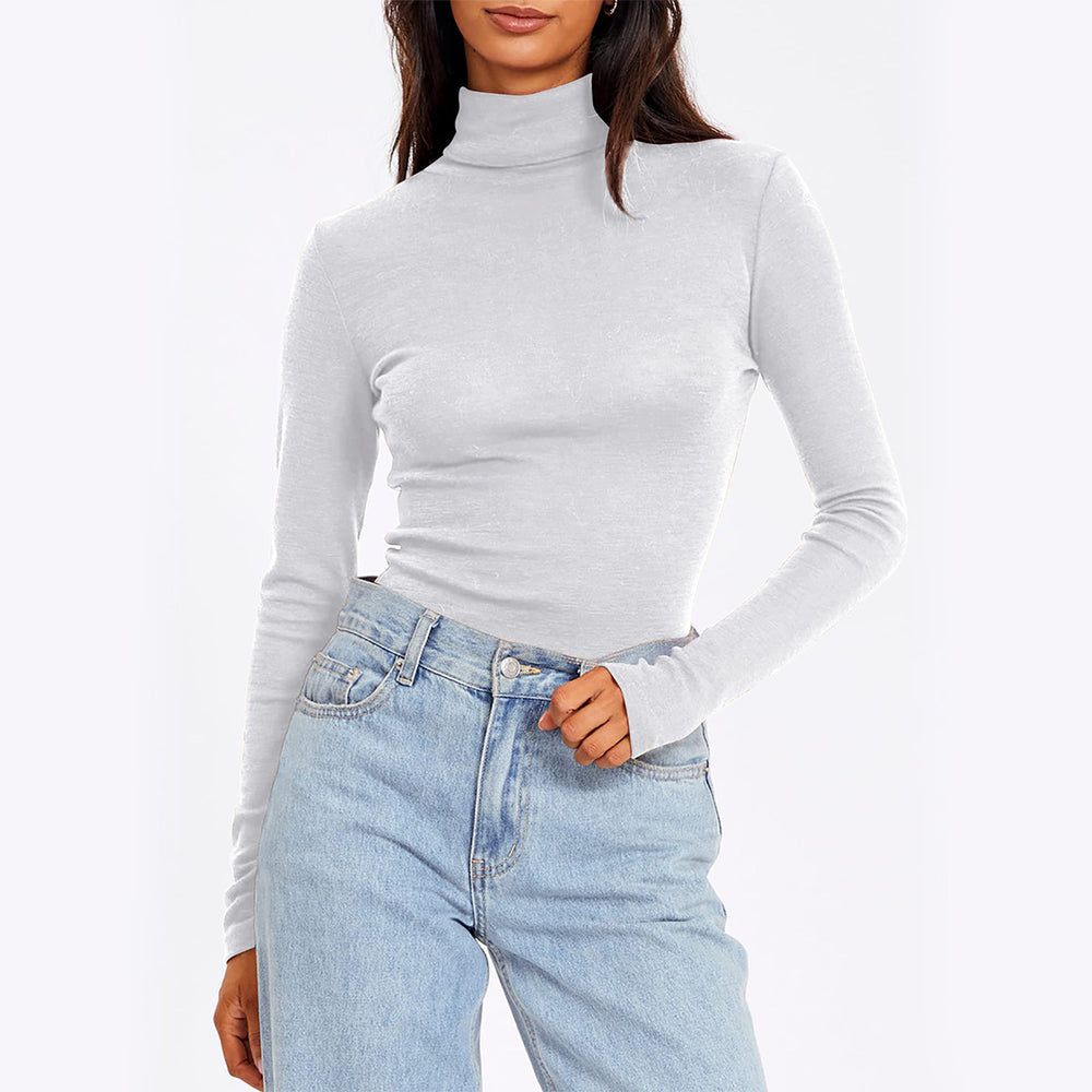cross-border  spring new arrival: women's semi-high neck slim-fit versatile base layer top