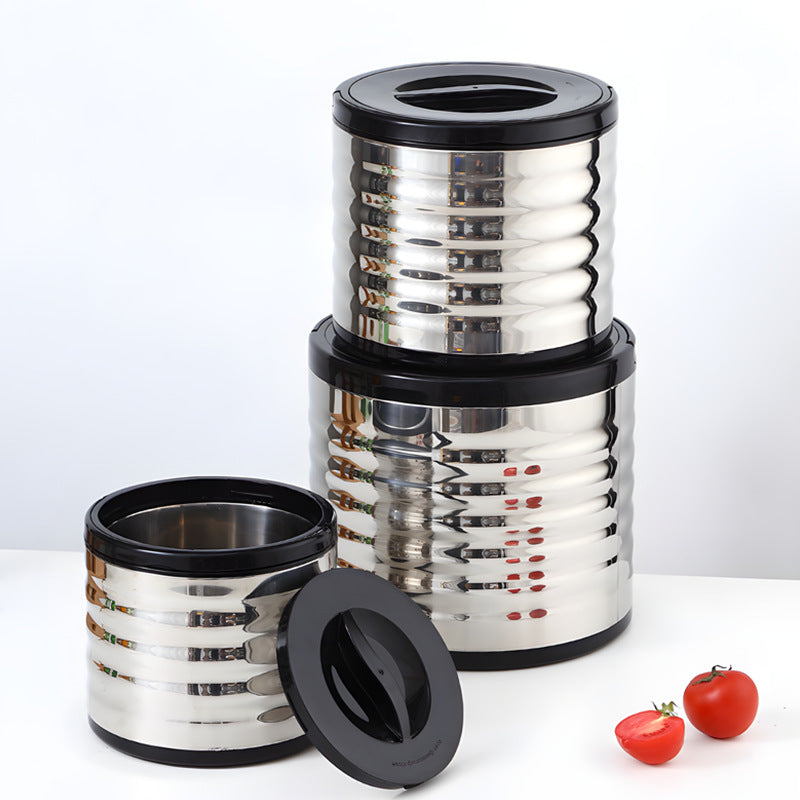Stainless steel insulated lunch box - portable, large capacity, three-piece set for office workers - wholesale
