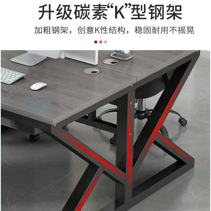 Office desk and chair set - modern minimalist computer desk for 4-6 person workstations with partition