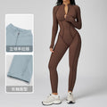 vertical striped stand-up collar jumpsuit half-zip all-in-one fitness suit for women high-intensity sports yoga suit