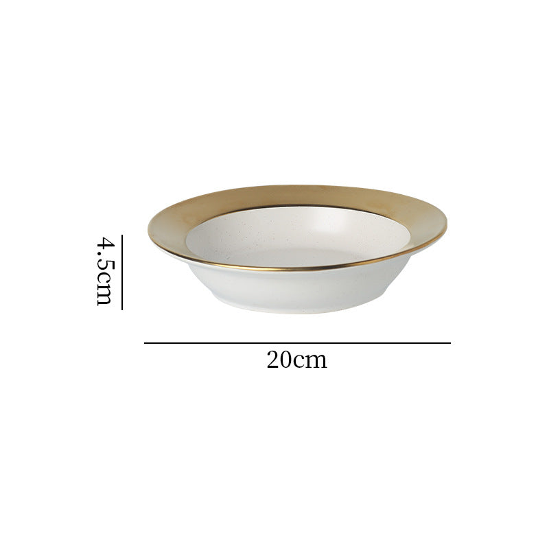 Japanese retro ceramic dinnerware - western dessert, straw hat plate, restaurant hot pot, soup plate, fruit salad, snack deep dish