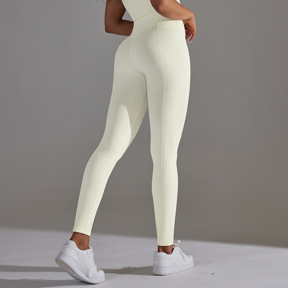 European and american seamless knitted golf dot jacquard high-waisted butt-lifting tight yoga pants running fitness outfit set for women